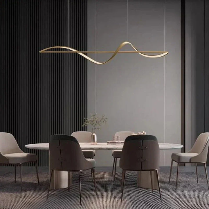Liniowa lampa wisząca LED z wstęgą fali sinusoidalne