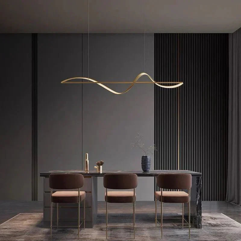 Liniowa lampa wisząca LED z wstęgą fali sinusoidalne