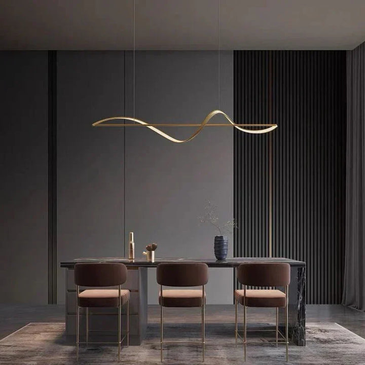 Liniowa lampa wisząca LED z wstęgą fali sinusoidalne