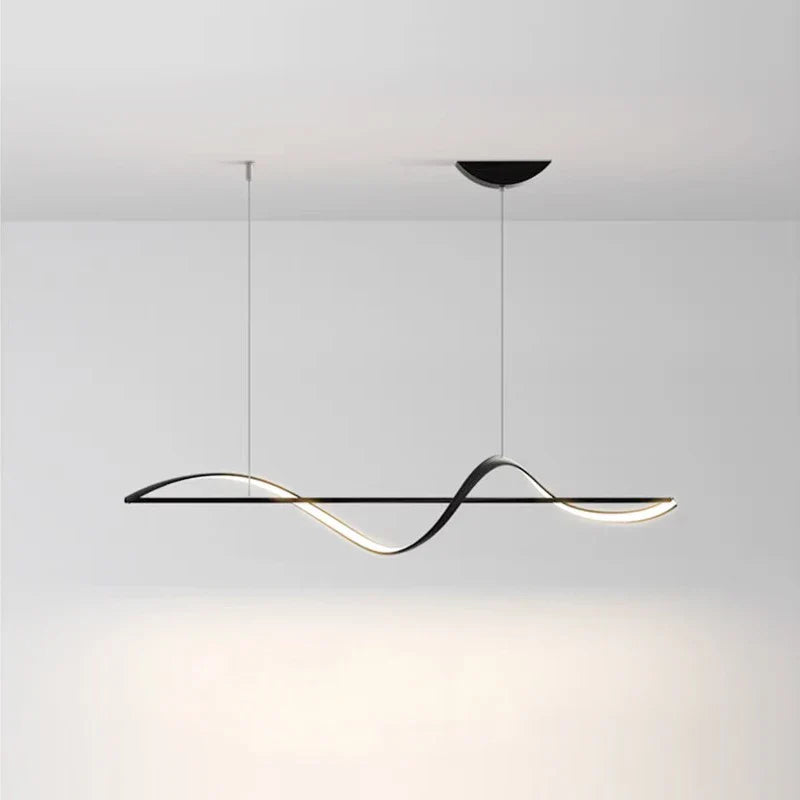 Liniowa lampa wisząca LED z wstęgą fali sinusoidalne