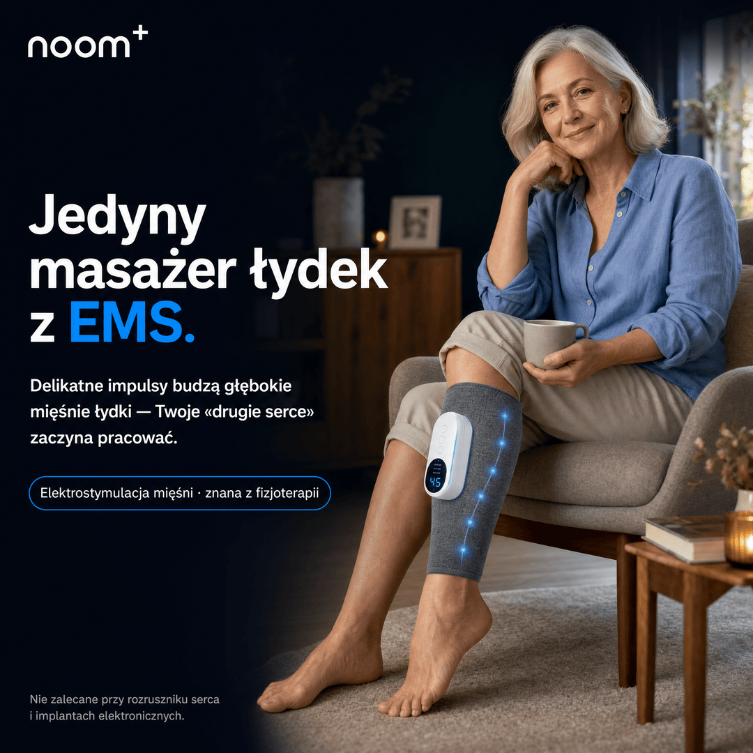 Masażer łydek pneumatyczny z EMS i regulacją ucisku ładowany USB-C
