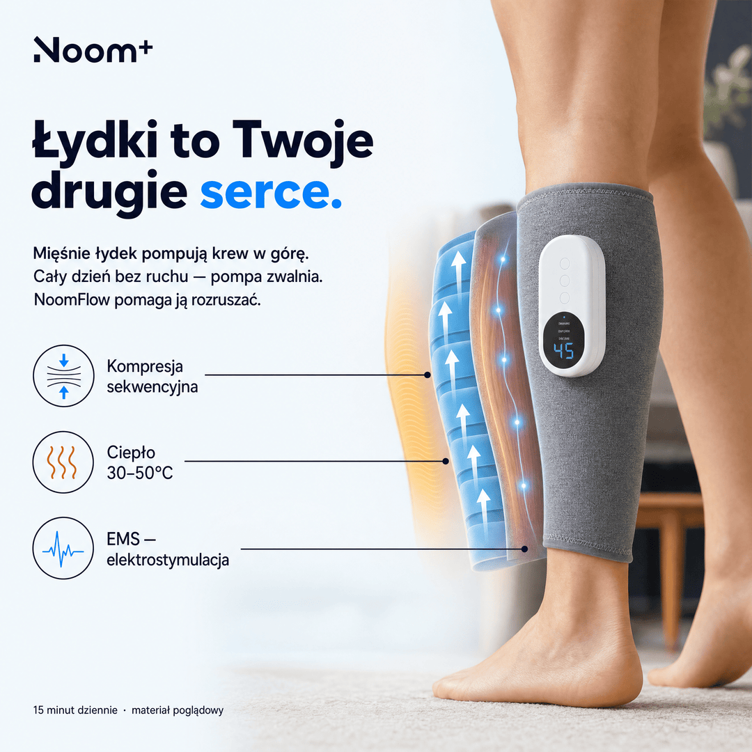 Masażer łydek pneumatyczny z EMS i regulacją ucisku ładowany USB-C