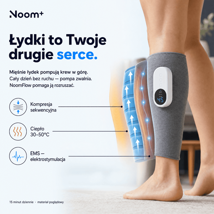 Masażer łydek pneumatyczny z EMS i regulacją ucisku ładowany USB-C