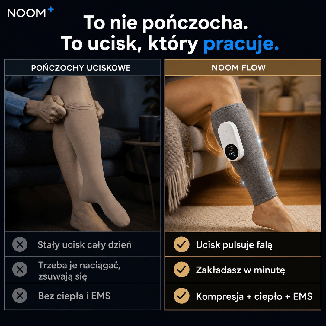 Masażer łydek pneumatyczny z EMS i regulacją ucisku ładowany USB-C