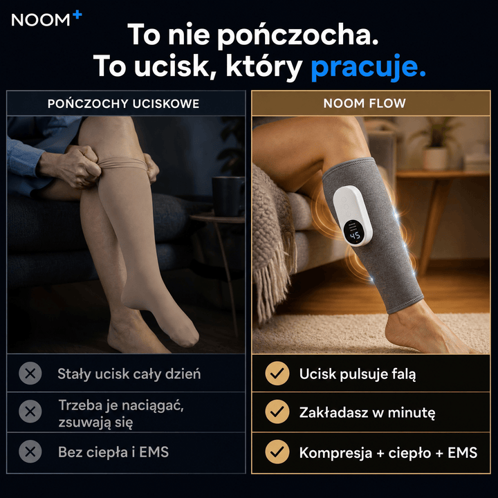 Masażer łydek pneumatyczny z EMS i regulacją ucisku ładowany USB-C