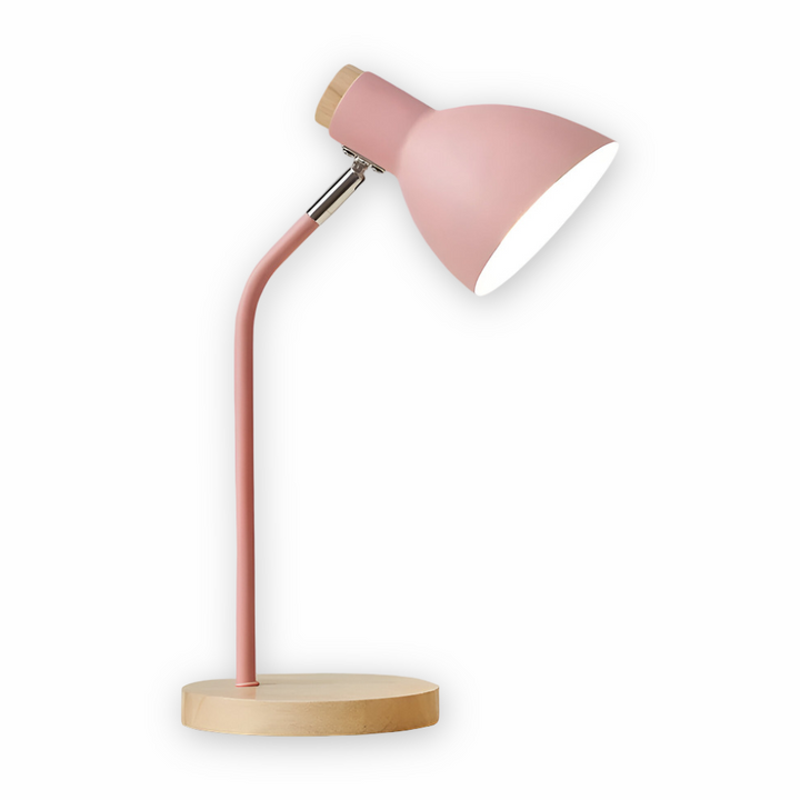 Lampa biurkowa LED skandynawska z drewnem do biura i sypialni