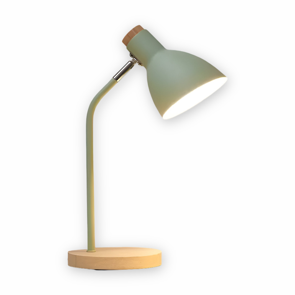 Lampa biurkowa LED skandynawska z drewnem do biura i sypialni