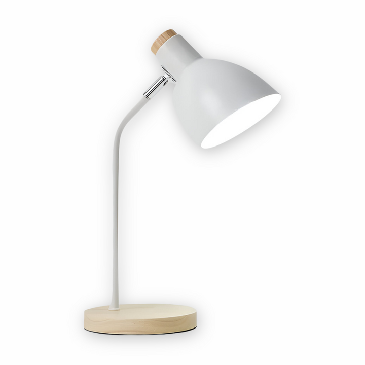 Lampa biurkowa LED skandynawska z drewnem do biura i sypialni