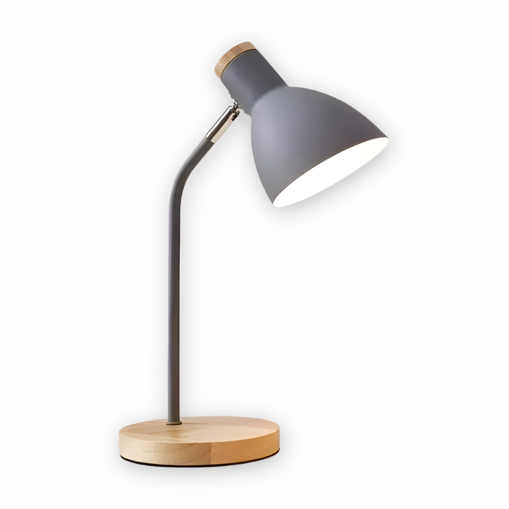 Lampa biurkowa LED skandynawska z drewnem do biura i sypialni