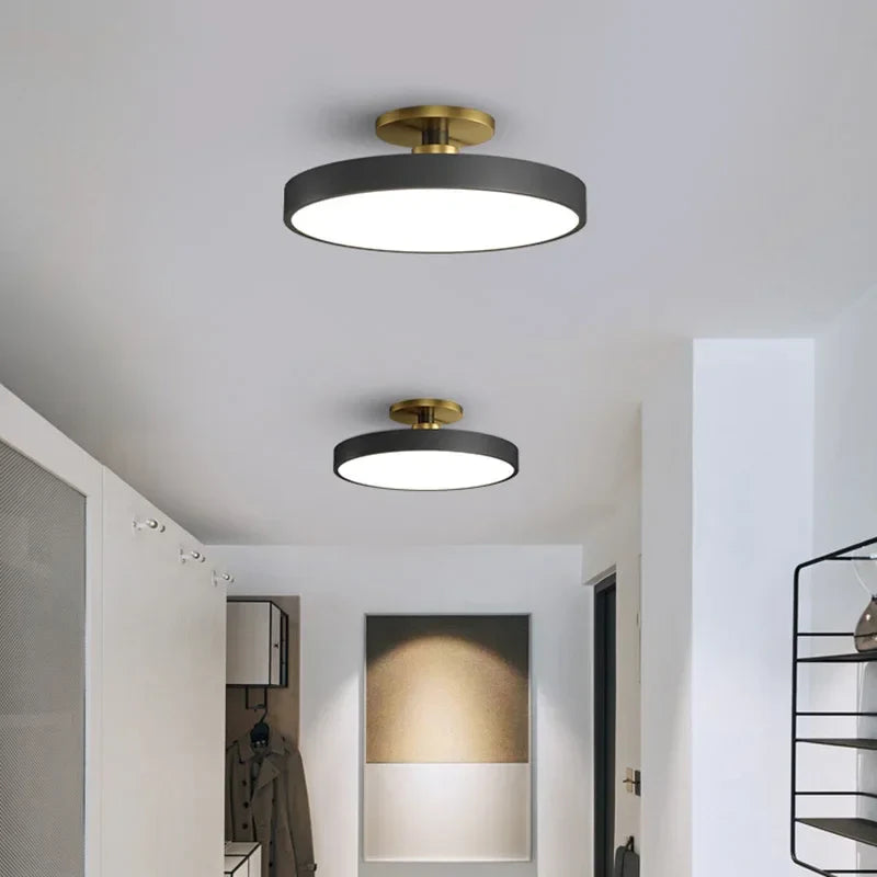 Nowoczesna okrągła lampa sufitowa LED z oprawą i dolnym źródłem światła