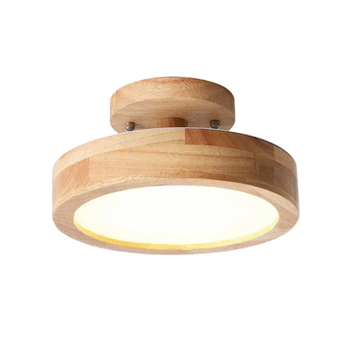 Okrągła drewniana lampa sufitowa LED