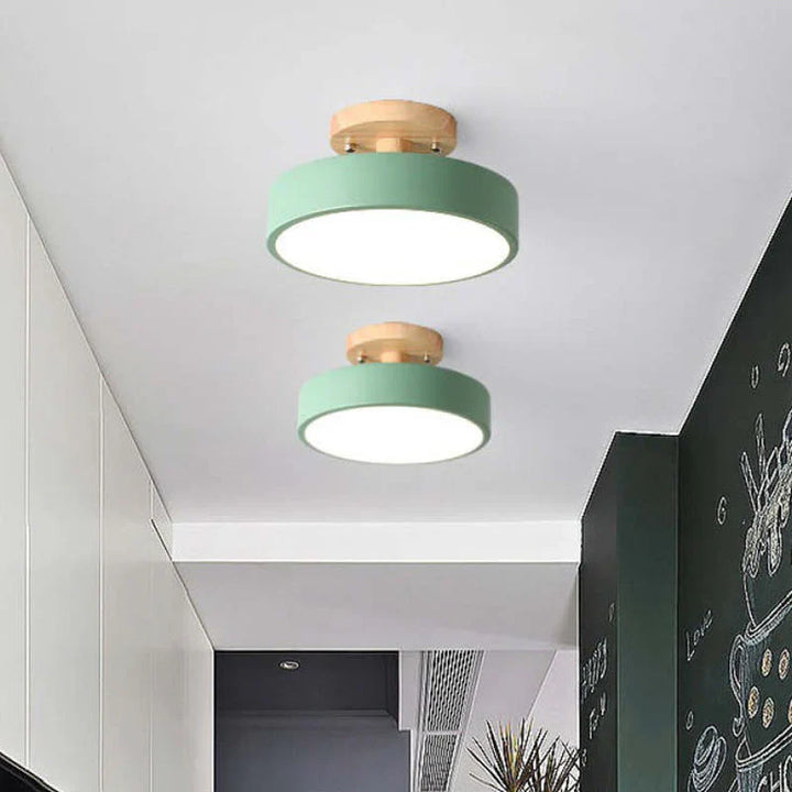Okrągła drewniana lampa sufitowa LED
