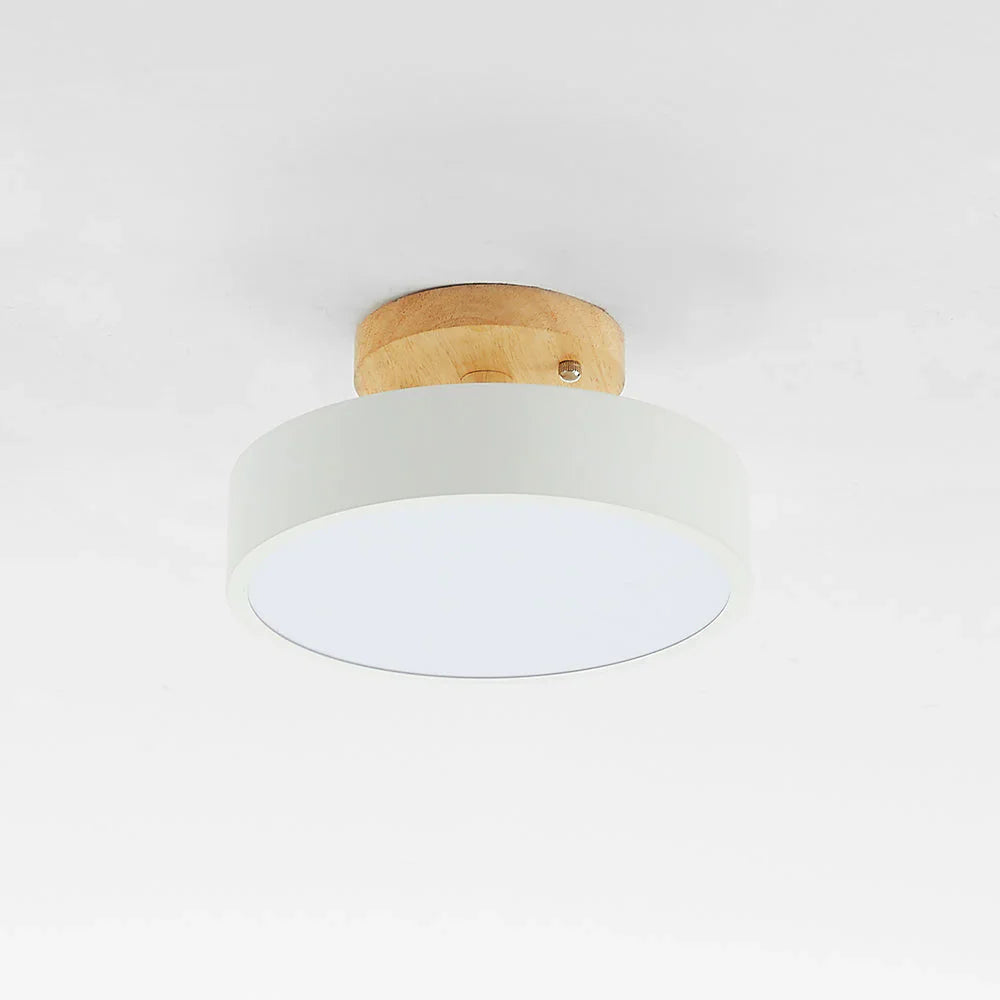 Okrągła drewniana lampa sufitowa LED