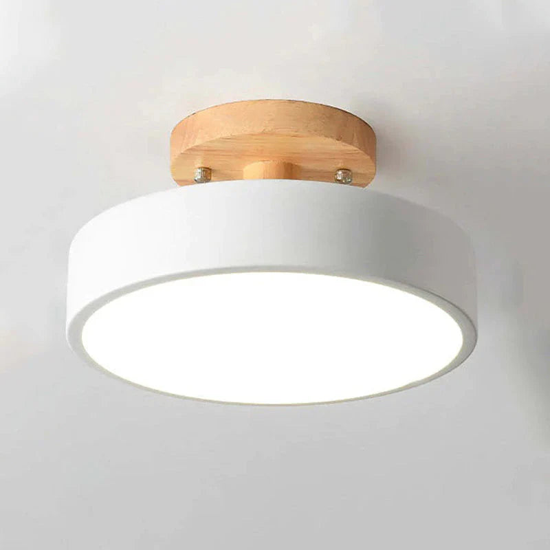 Okrągła drewniana lampa sufitowa LED