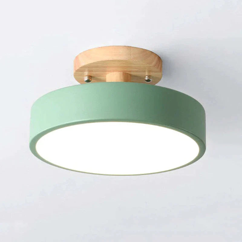 Okrągła drewniana lampa sufitowa LED