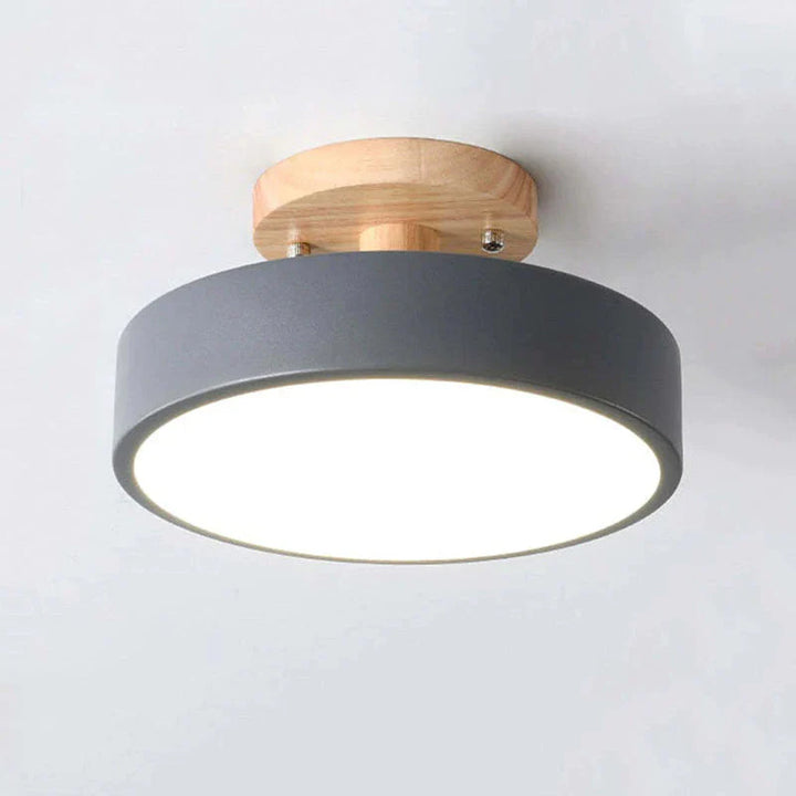 Okrągła drewniana lampa sufitowa LED