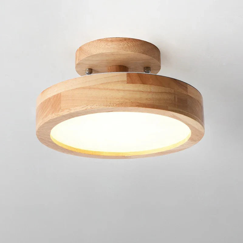 Okrągła drewniana lampa sufitowa LED