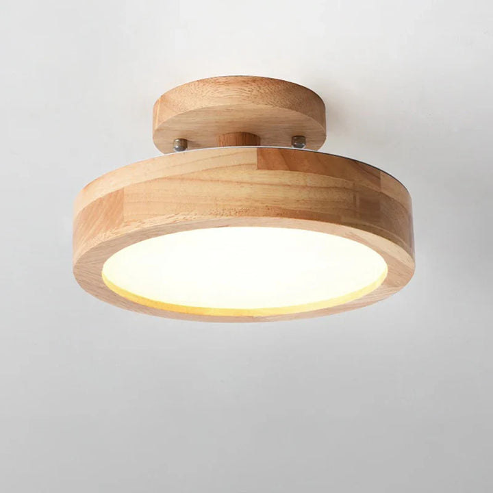 Okrągła drewniana lampa sufitowa LED