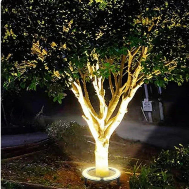 Okrągła lampa ogrodowa LED w kształcie pierścienia z reflektorem segmentowym 360°