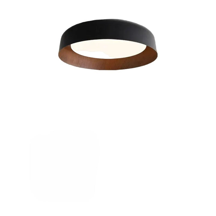 Okrągła lampa sufitowa LED z drewnianą ramą