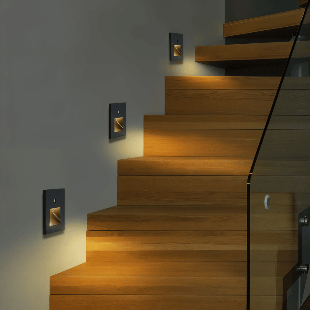 Lampa schodowa LED z czujnikiem ruchu wpuszczana w ścianę