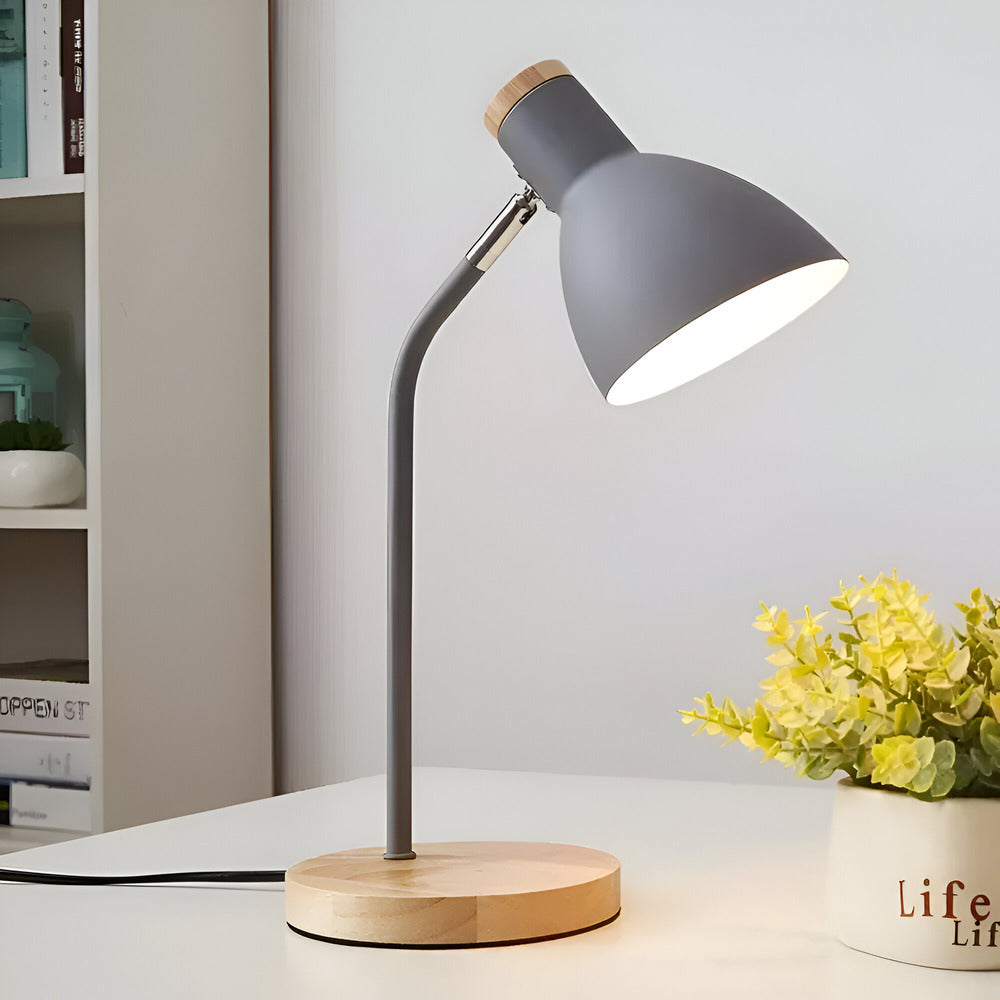 Lampa biurkowa LED skandynawska z drewnem do biura i sypialni