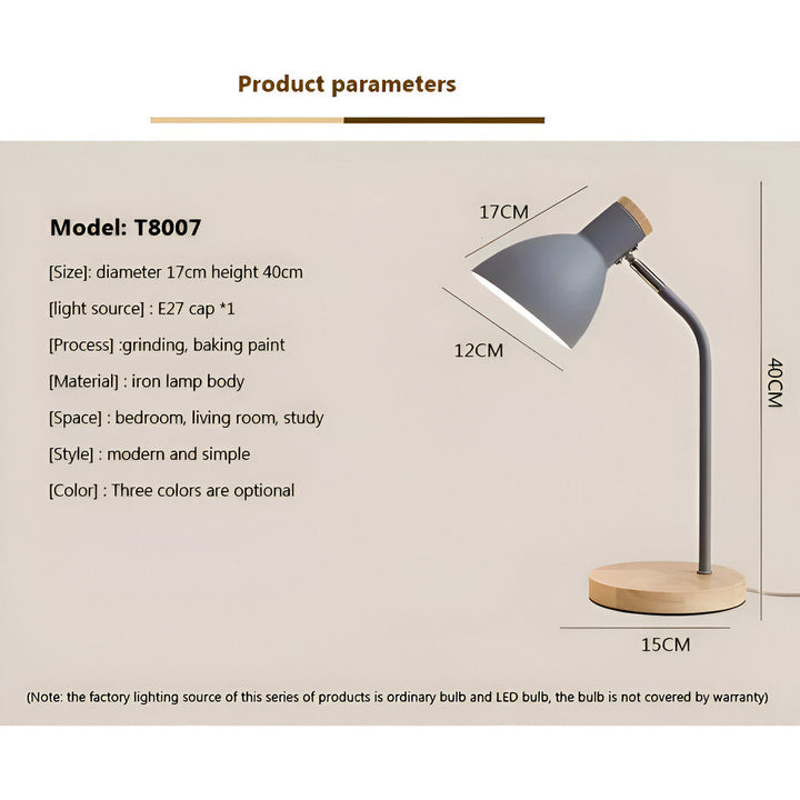 Lampa biurkowa LED skandynawska z drewnem do biura i sypialni