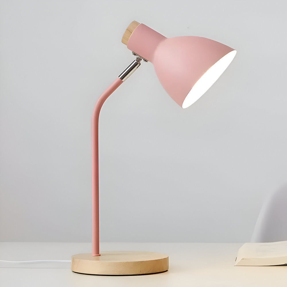 Lampa biurkowa LED skandynawska z drewnem do biura i sypialni