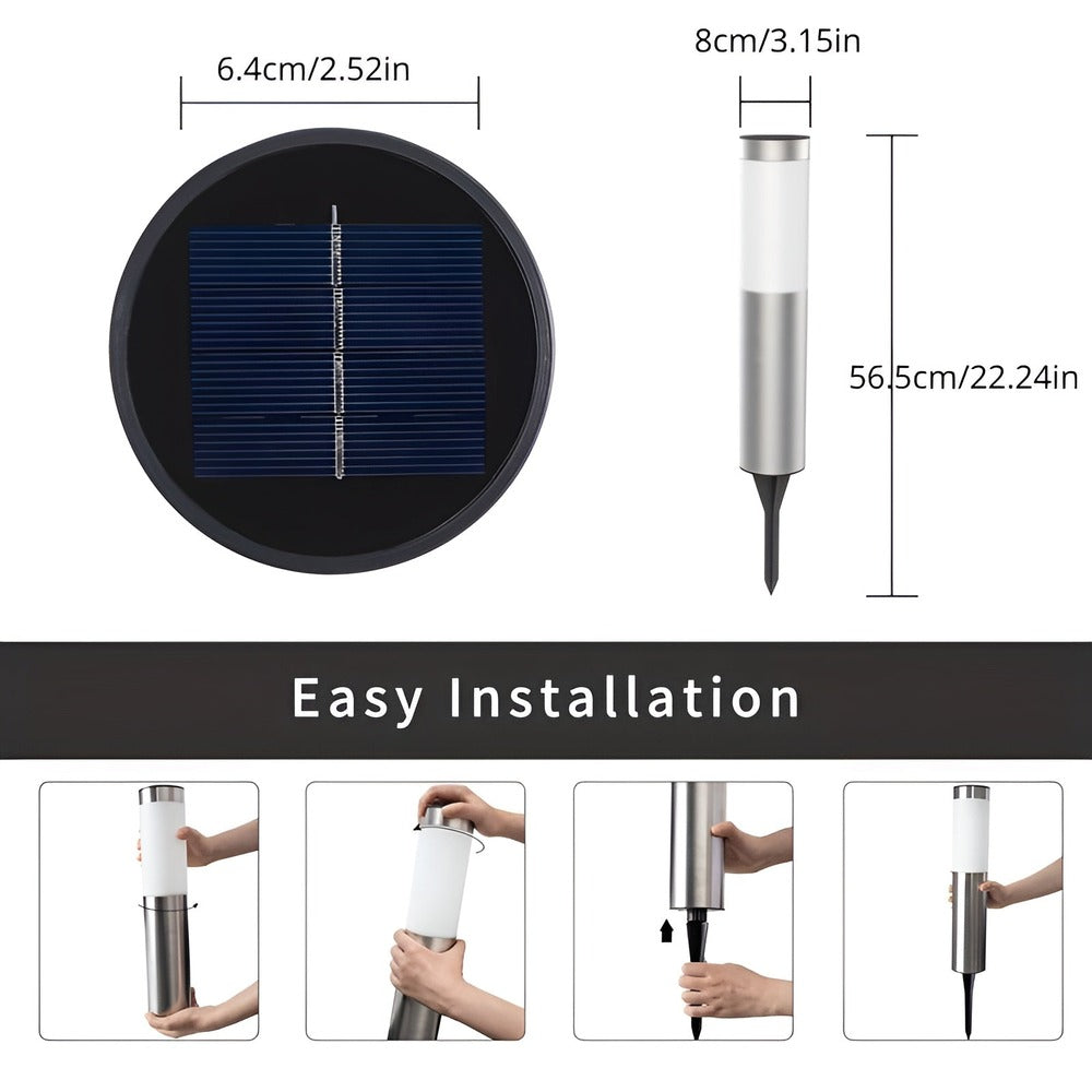 Lampa solarna ogrodowa słupek ze stali nierdzewnej do alejek