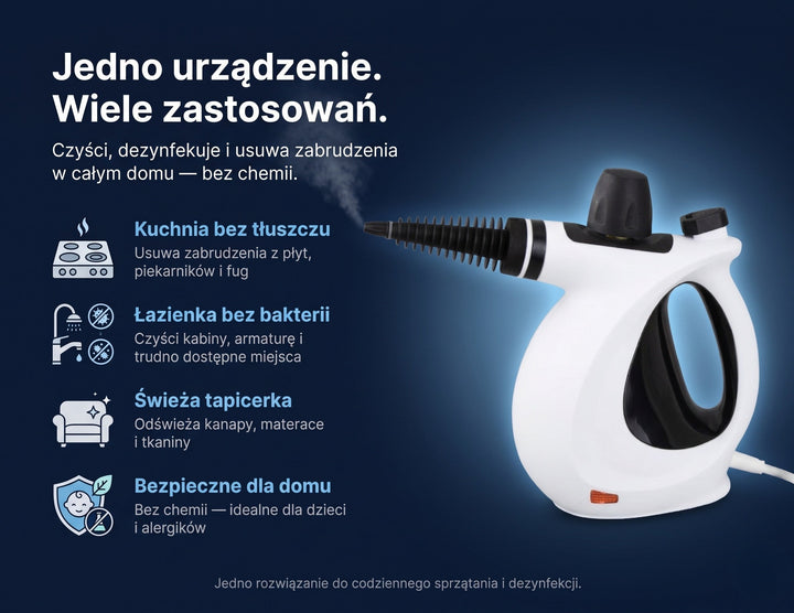 Myjka parowa ręczna z 16 akcesoriami do domu i łazienki