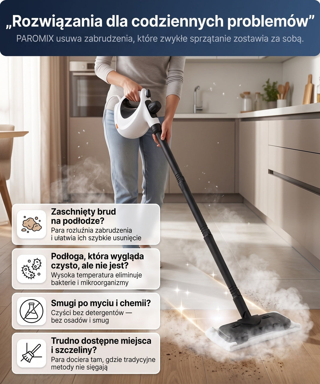 Myjka parowa ręczna z 16 akcesoriami do domu i łazienki