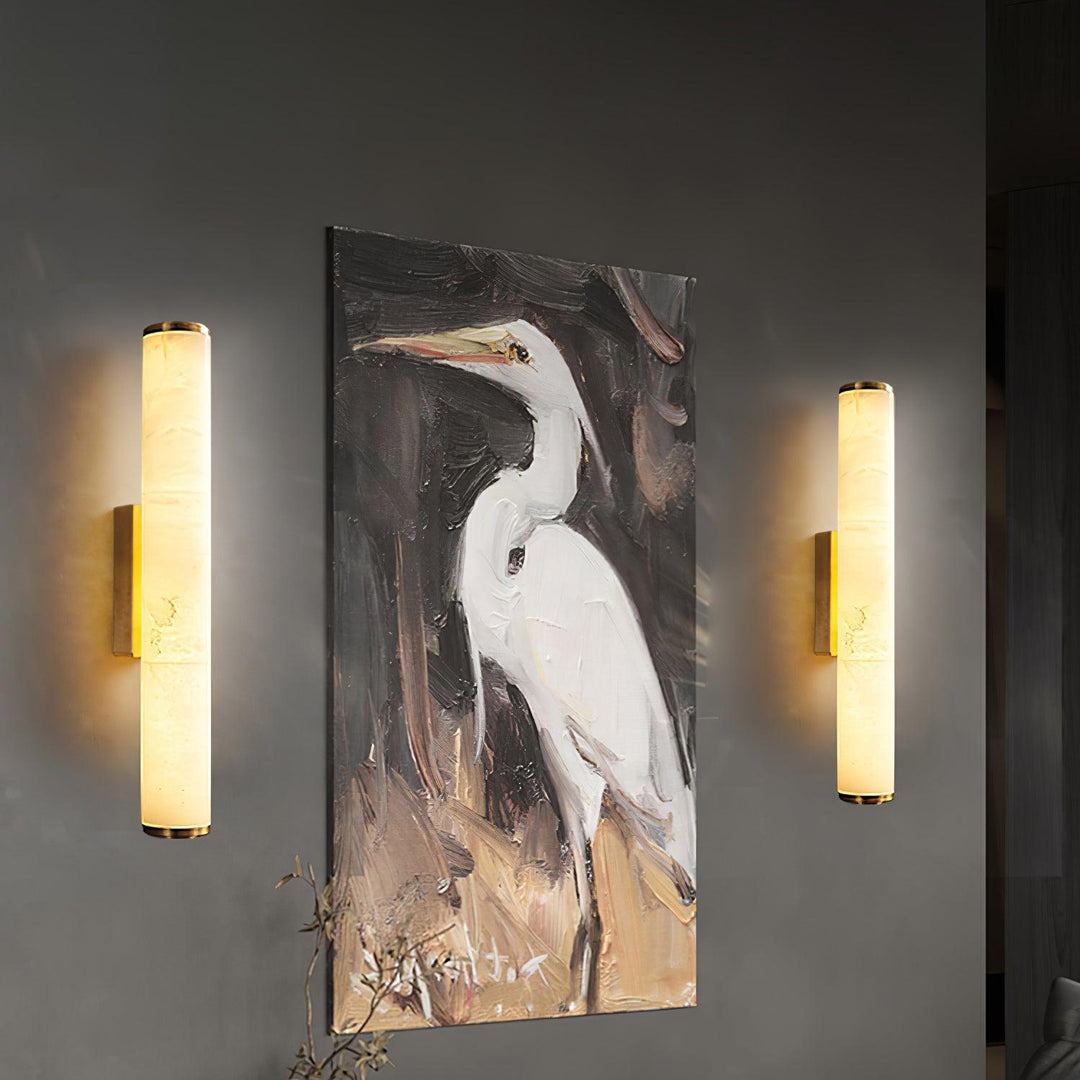 Pionowa lampa ścienna LED z naturalnego kamienia