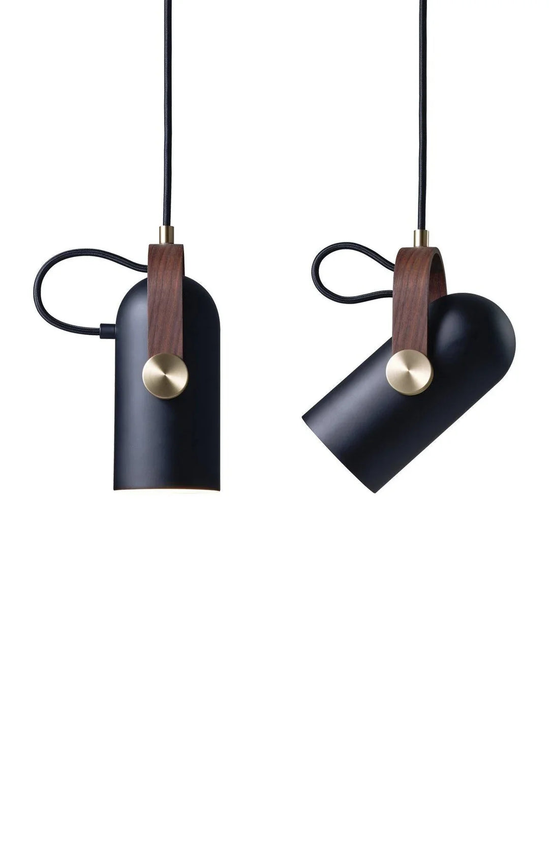 Regulowana lampa wisząca z kloszem z drewna i metalu