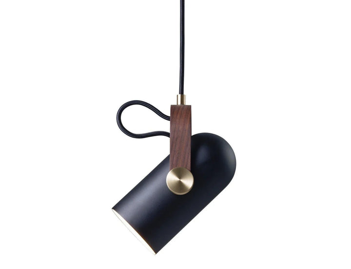 Regulowana lampa wisząca z kloszem z drewna i metalu