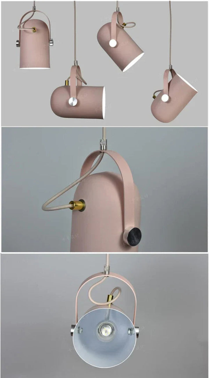 Regulowana lampa wisząca z metalowym kloszem i uchwytem