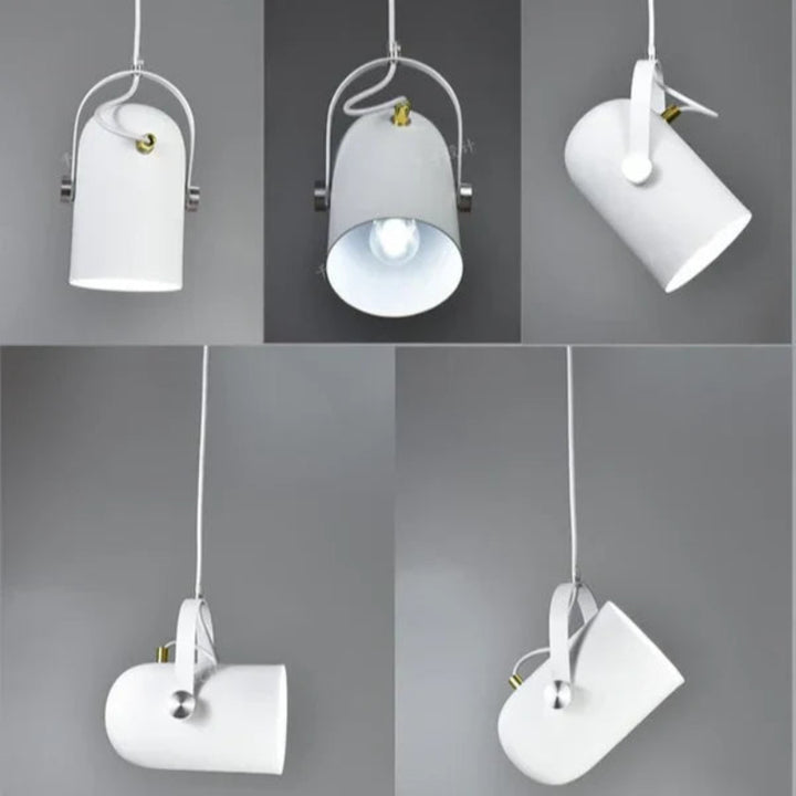 Regulowana lampa wisząca z metalowym kloszem i uchwytem