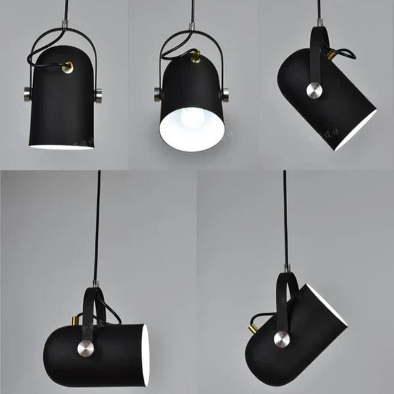 Regulowana lampa wisząca z metalowym kloszem i uchwytem