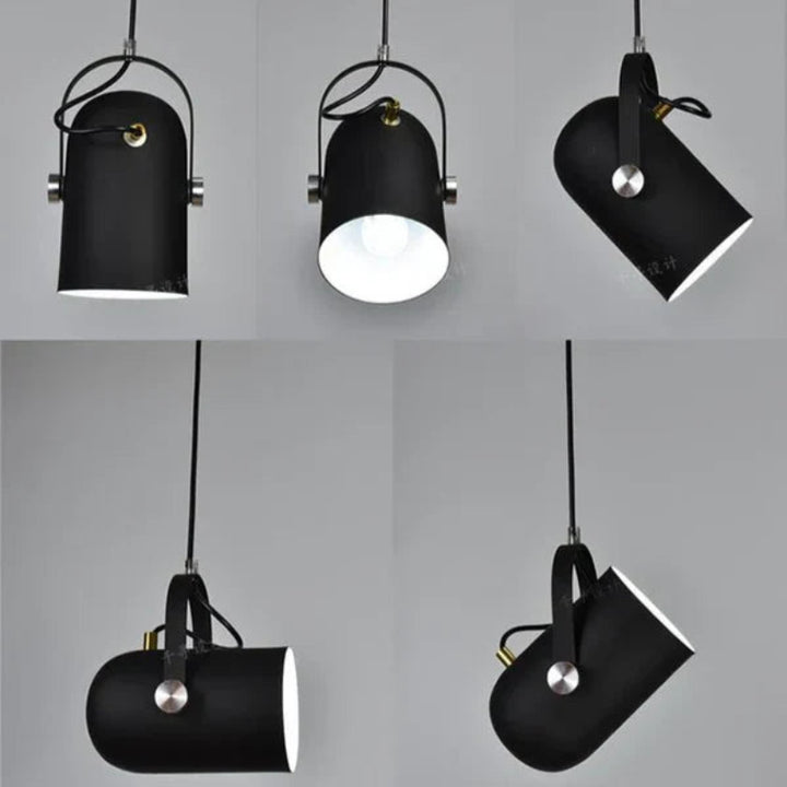 Regulowana lampa wisząca z metalowym kloszem i uchwytem