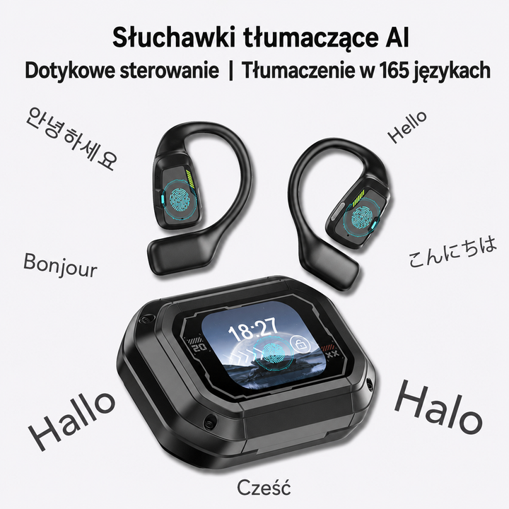 Słuchawki bezprzewodowe tłumaczące AI 30 języków Bluetooth