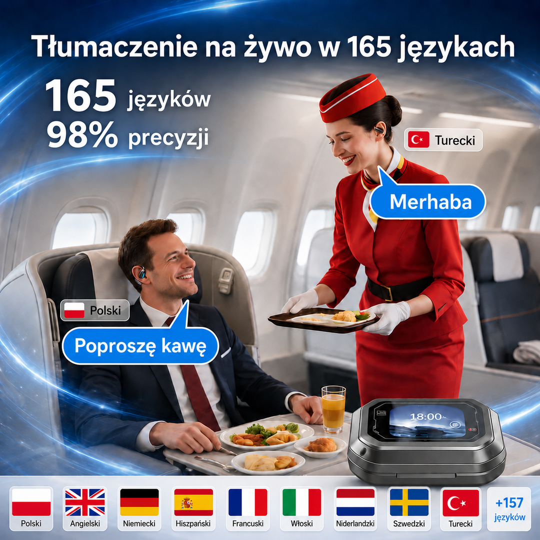 Słuchawki bezprzewodowe tłumaczące AI 30 języków Bluetooth