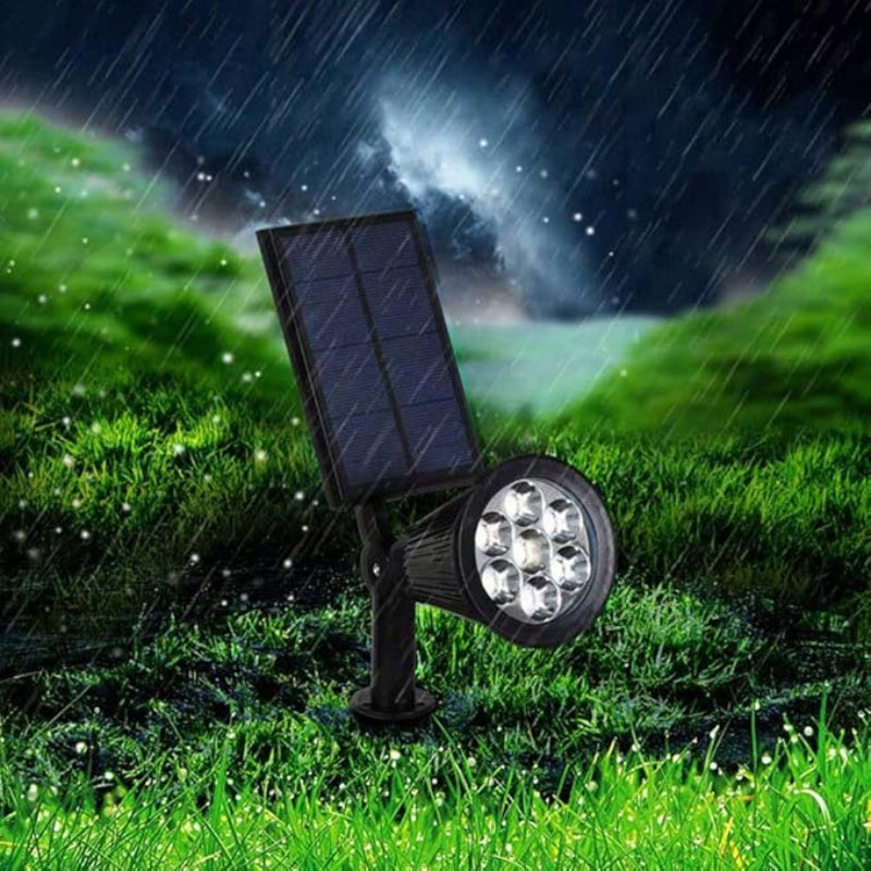 Solarna lampa ogrodowa LED reflektor na trzpieniu z automatycznym ładowaniem i obrotową głowicą