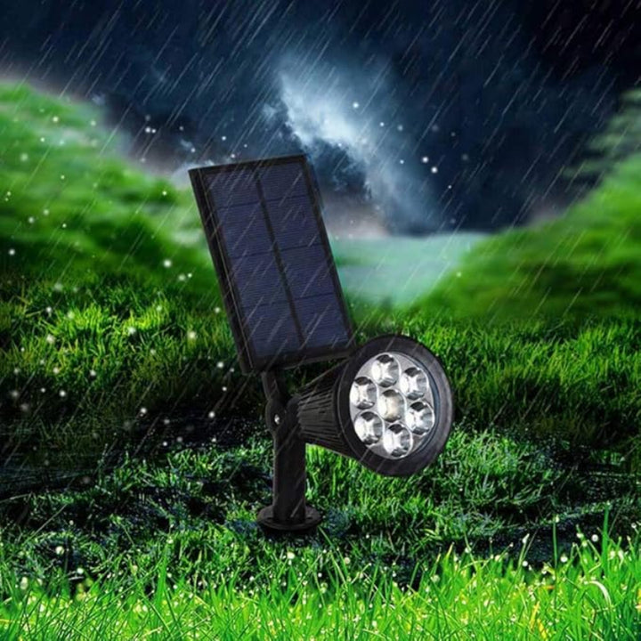 Solarna lampa ogrodowa LED reflektor na trzpieniu z automatycznym ładowaniem i obrotową głowicą