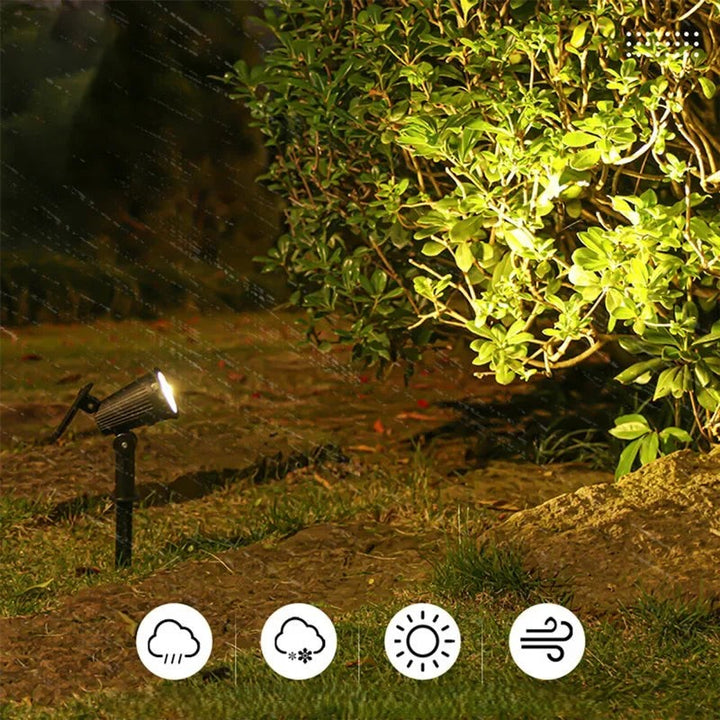 Solarna lampa ogrodowa LED reflektor na trzpieniu z automatycznym ładowaniem i obrotową głowicą