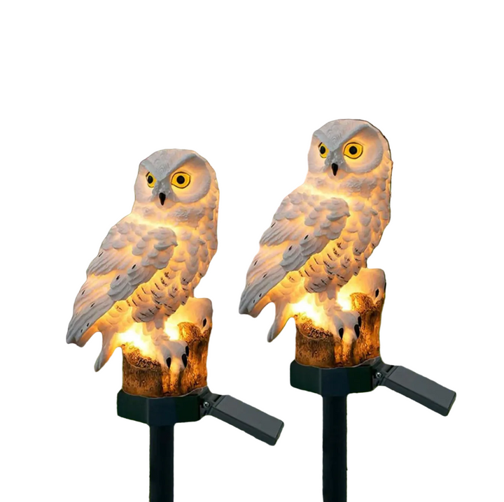 Solarna lampa ogrodowa LED w kształcie sowy d