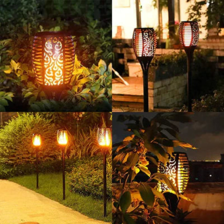 Solarna lampa ogrodowa LED z efektem płomienia