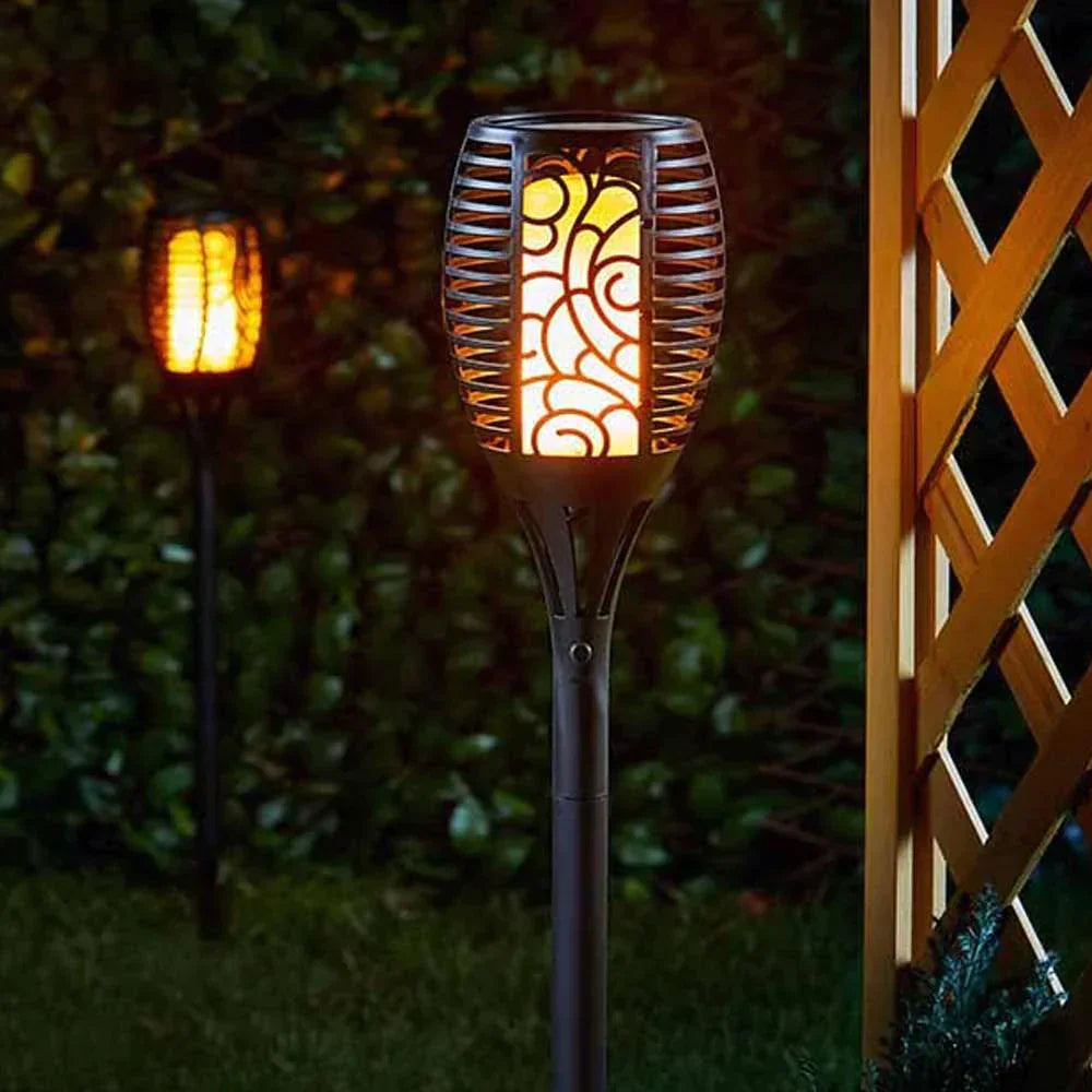 Solarna lampa ogrodowa LED z efektem płomienia