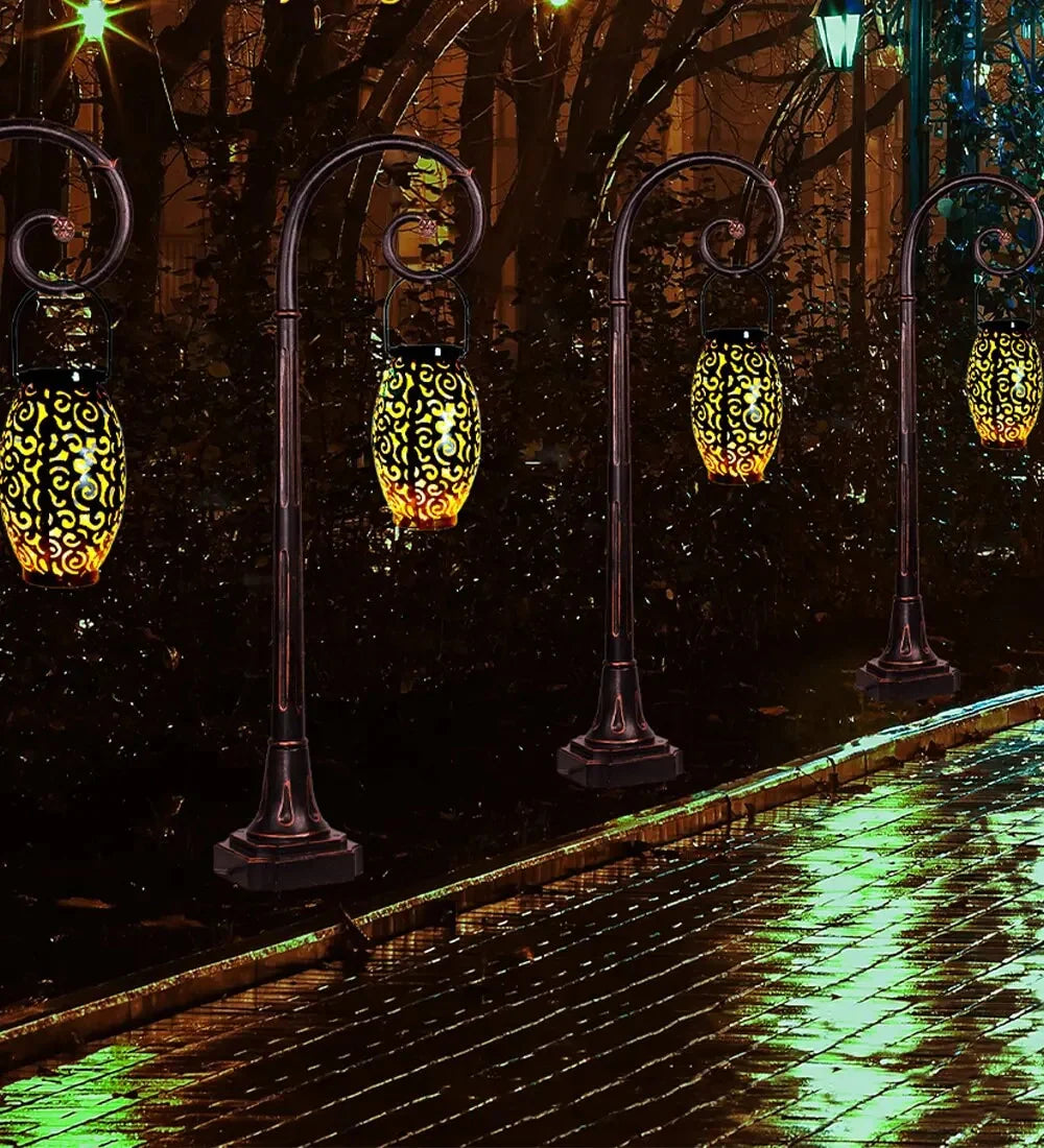 Solarna latarnia ogrodowa LED z ażurowym wzorem