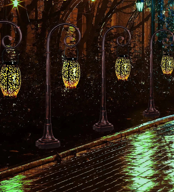 Solarna latarnia ogrodowa LED z ażurowym wzorem
