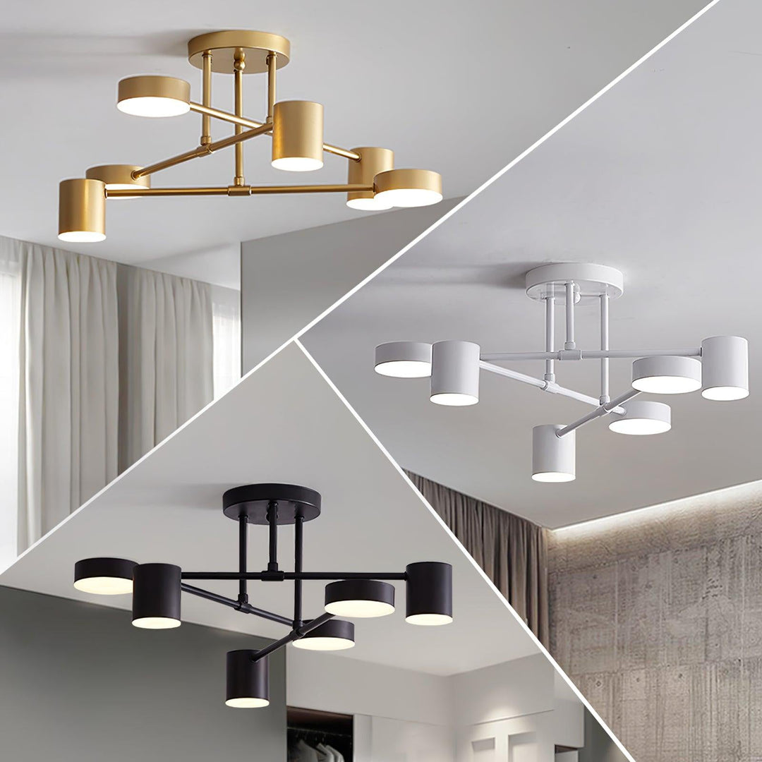 Lampa sufitowa sputnik z sześcioma reflektorami do salonu i jadalni