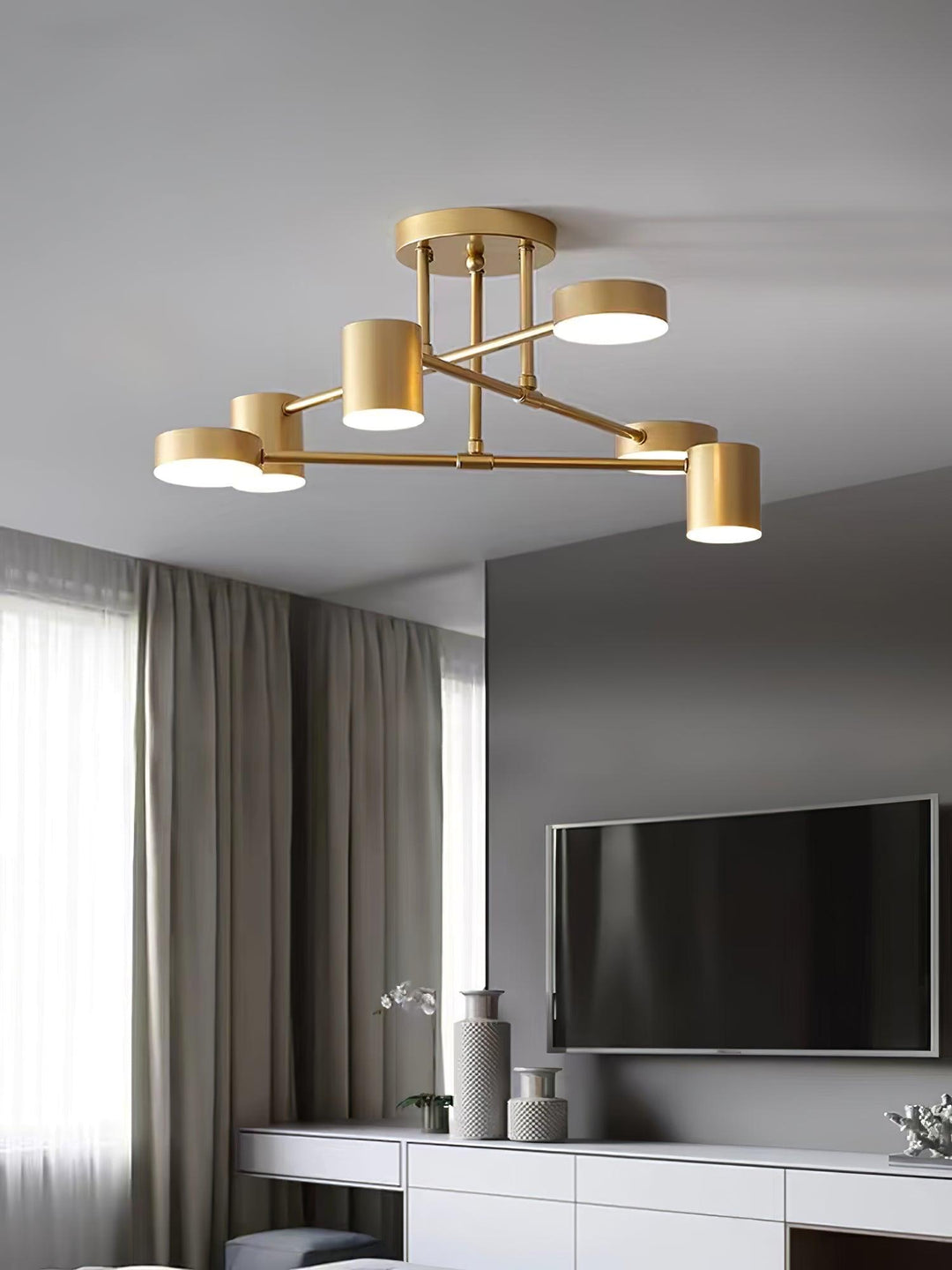 Lampa sufitowa sputnik z sześcioma reflektorami do salonu i jadalni